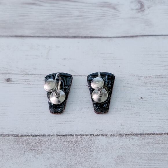 Vintage Screw Back Earrings Unusual Statement Blue Green Tones - Picture 6 of 9